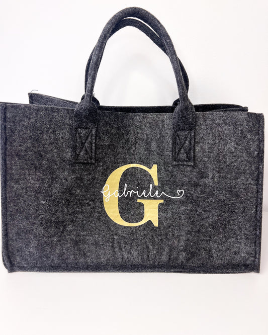 Breite Filztasche / personalisiert
