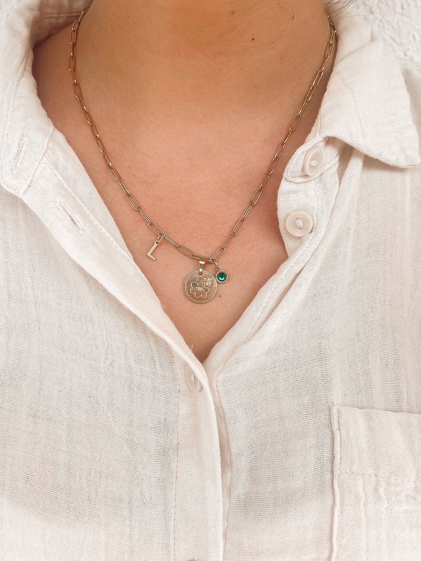 Gliederkette mit Geburtsblume + div. Anhängern