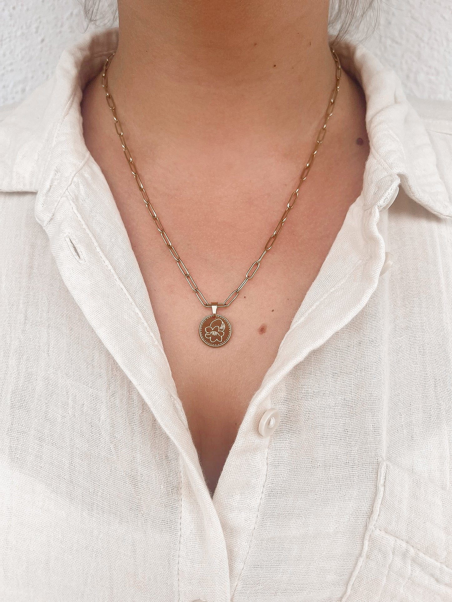 Gliederkette mit Geburtsblume + div. Anhängern